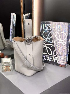 Loewe AANBBBMX01 Mini Pebble Bucket Bag in mellow calfskin Pearl gray