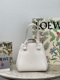 Loewe A538H04X02 Hammock Nugget Bag in Nappa Calfskin White