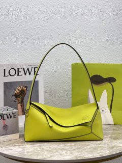 Loewe A510J67X01 Puzzle Hobo Bag in Nappa Calfskin Lime Yellow