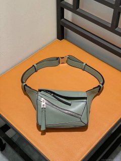 Loewe B510U89X02 Mini Puzzle Bumbag in Classic Calfskin Dark Sage