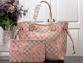 LV N41050 Louis Vuitton Neverfull MM Tote Bag Pink