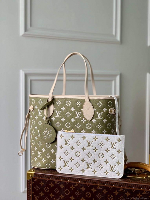 LV M46102 Louis Vuitton Neverfull MM Tote Bag M46103