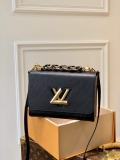 LV M59887 Louis Vuitton Twist MM EPI Leather Bag Black