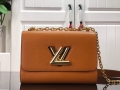 LV M59686 Louis Vuitton Twist MM Gold Miel Brown