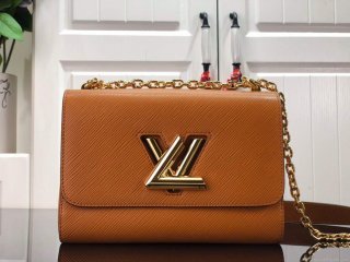 LV M59686 Louis Vuitton Twist MM Gold Miel Brown