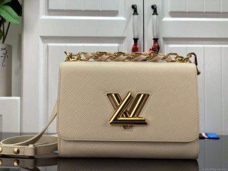 LV M53754 Louis Vuitton Twist MM Epi Grained Cowhide Leather Quartz White