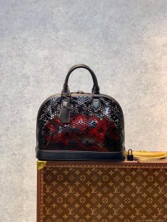 LV M20355 Louis Vuitton Alma PM Handbag Patent Calfskin Black