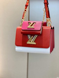 LV M59884 Louis Vuitton Twist MM Handbag Red