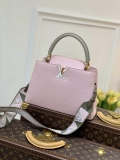 LV M59060 Louis Vuitton Capucines MM Handbag Rose Beige