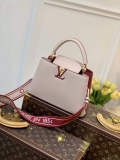 LV M58611 Louis Vuitton Capucines BB Handbag Beige and Wine red