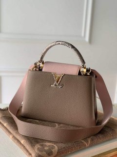 LV M57539 Louis Vuitton Capucines BB Handbag Grey and Pink