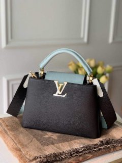 LV M57523 Louis Vuitton Capucines BB Handbag Black and Blue