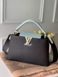 LV M57523 Louis Vuitton Capucines MM Handbag Black and Blue