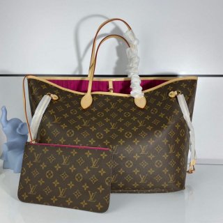 Louis Vuitton LV M41180 Neverfull GM Bag Monogram Canvas Pivoine Pink