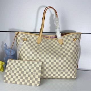 Louis Vuitton LV N41604 Neverfull GM Damier Azur coated canvas