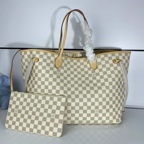 Louis Vuitton LV N41360 Neverfull GM Damier Azur Beige