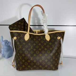 Louis Vuitton LV M40995 Neverfull MM Monogram Canvas Beige