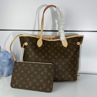 Louis Vuitton LV M50366 Neverfull MM Monogram Canvas Cerise Pink