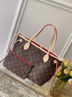 Louis Vuitton LV M41001 Neverfull PM Monogram Canvas Red