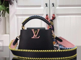 LV M57671 Louis Vuitton Capucines MM Handbag Black