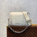 LV M57791 Louis Vuitton Coussin PM Crocodile pattern Bag White