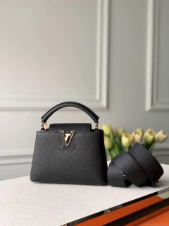 LV M56071 Louis Vuitton Capucines mini Leather Bag Black