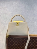 LV M59883 Louis Vuitton Capucines MM Handbag Crème Beige / Plume Yellow