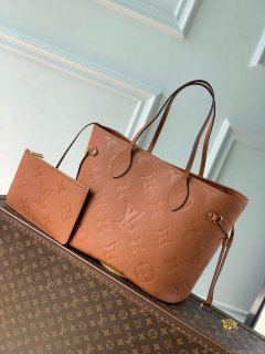 LV M45685 Louis Vuitton Neverfull MM Tote Bag Brown