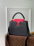 LV M59882 Louis Vuitton Capucines MM Handbag Black Rose Berlingot