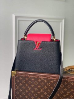 LV M94755 Louis Vuitton Capucines BB Handbag Black Rose Berlingot