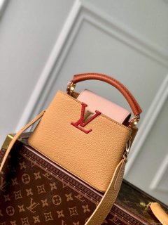 LV M20784 Louis Vuitton Capucines Mini Handbag Wood Brown