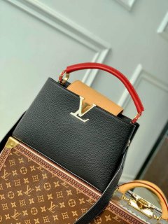 LV M20704 Louis Vuitton Capucines MM Handbag Black