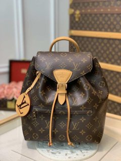 Louis Vuitton LV M45501 Montsouris PM monogram anvas natural leather