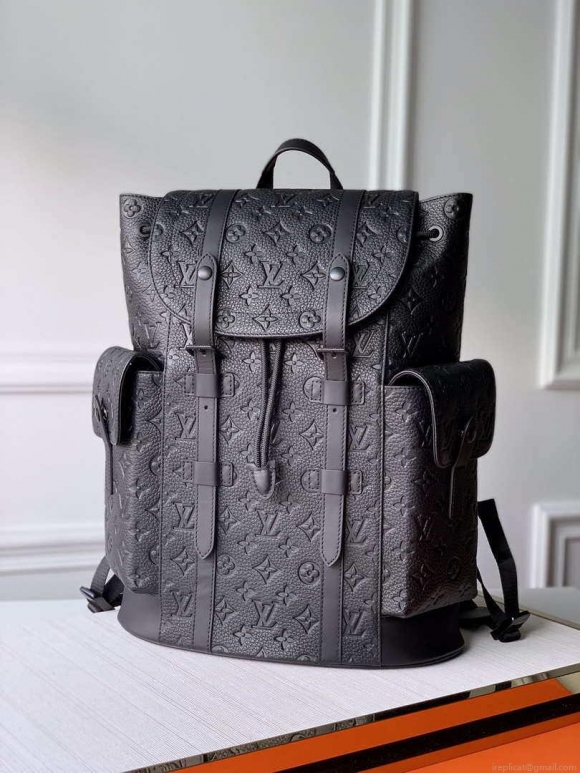 Louis Vuitton LV M55699 Christopher Backpack Taurillon Monogram N41379 Black