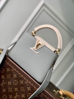 LV M21296 Louis Vuitton Capucines Mini Handbag Steeple Gray / Greige