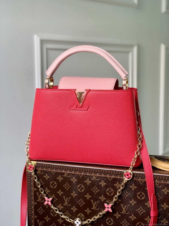 LV M20845 Louis Vuitton Capucines MM Handbag Red