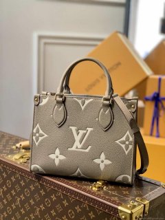 LV M45779 Louis Vuitton Onthego Pm Bag leather Gray