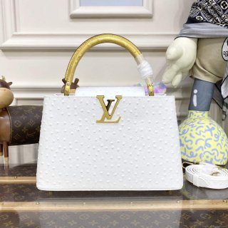 LV N81279 Louis Vuitton Capucines MM Handbag White