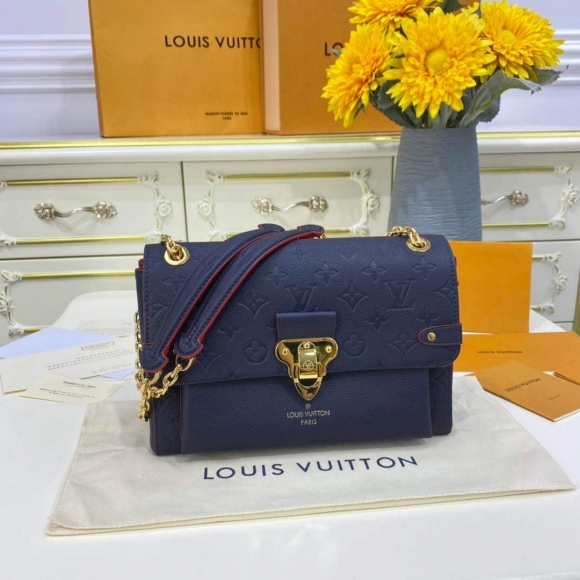 LV M52271 Louis Vuitton Vavin PM Shoulder Bag Navy Blue and Red