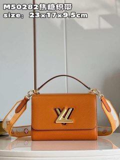 Louis Vuitton LV M50282 Twist MM Bag Epi Gold Cipango Beige