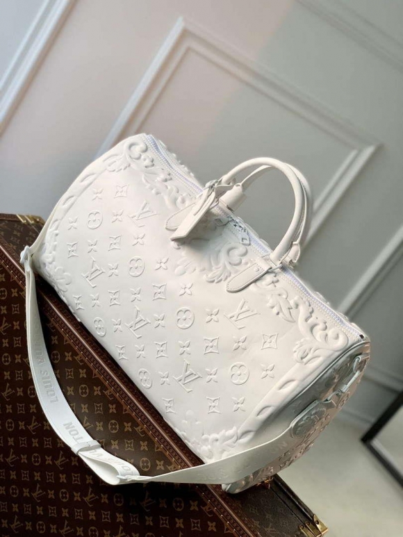 LV M21845 Louis Vuitton Keepall Bandoulière 50 Bag Optic White