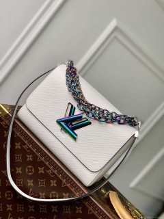 LV M22029 Louis Vuitton Twist MM Bag Epi Leather White