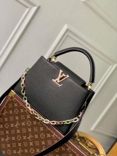 LV M21641 Louis Vuitton Capucines MM Handbag Black