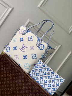 LV M22979 Louis Vuitton Neverfull MM Tote Bag Blue