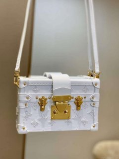 LV M20847 Louis Vuitton Petite Malle Handbag White