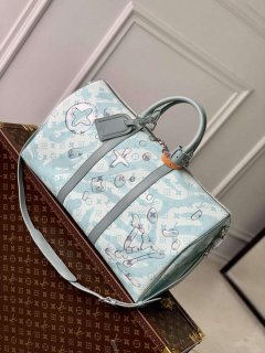 LV M22570 Louis Vuitton Keepall Bandoulière 50 Bag Crystal Blue