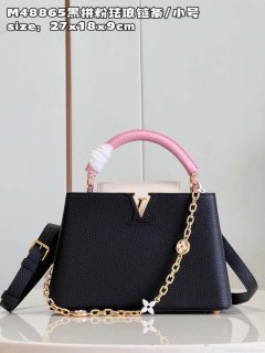 LV M22512 Louis Vuitton Capucines BB Bag Black and Pink