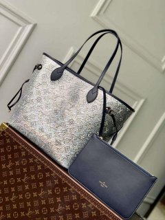 LV M22921 Louis Vuitton Neverfull MM Tote Bag Blue