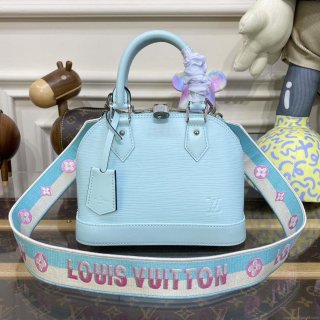 LV M22619 Louis Vuitton Alma BB Epi Handbag Light Blue