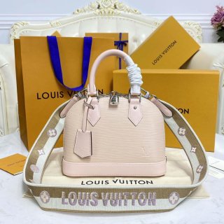 LV Louis Vuitton Alma BB Epi Handbag M40302 Nude with beige and Gray